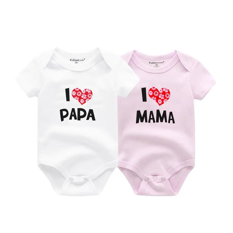 I love Papa Mama Newborn Boy Girl Bodysuits