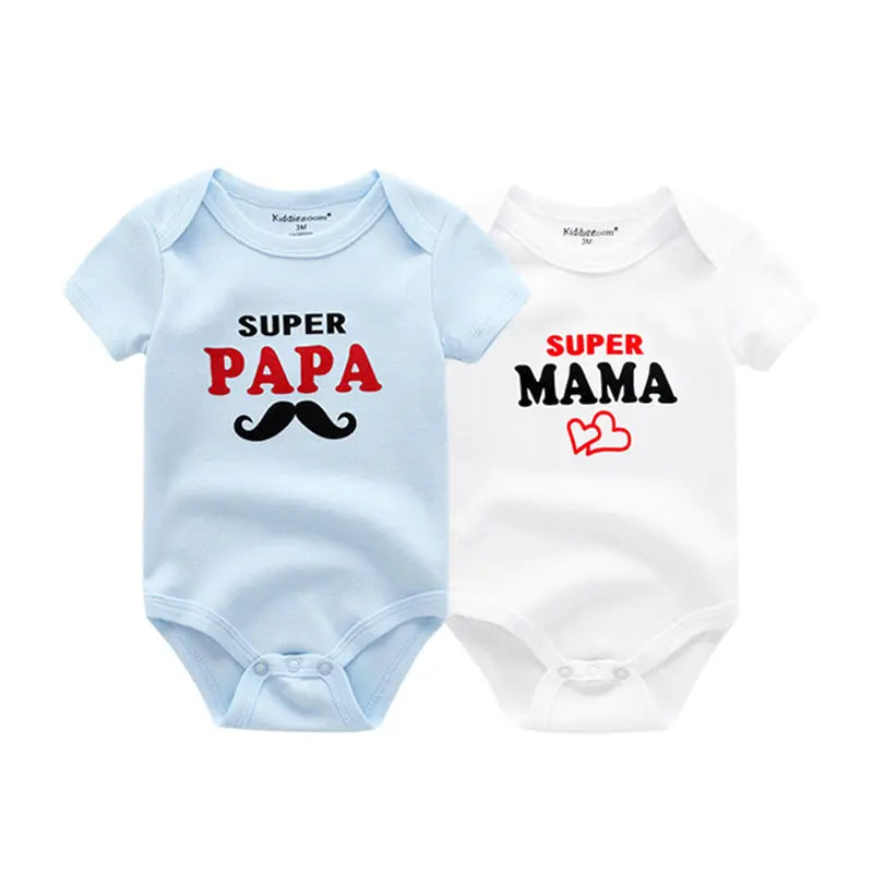 Kiddiezoom 2 Pcs/Lot Four Seasons I love Papa Mama Newborn Boy Girl Bodysuits Soft 100%Cotton Baby onesies Twin Clothes